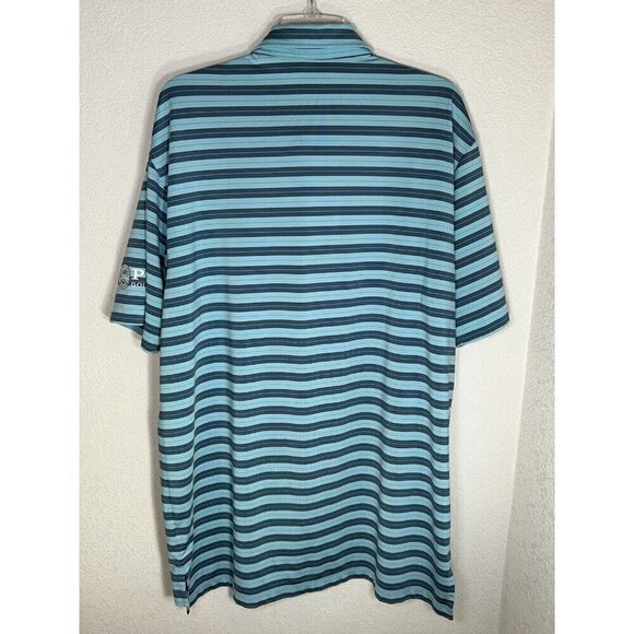 Dunning Golf Polo Shirt Mens Extra Large PGA Golf Club Blue Green Stripe Stretch - Picture 5 of 16
